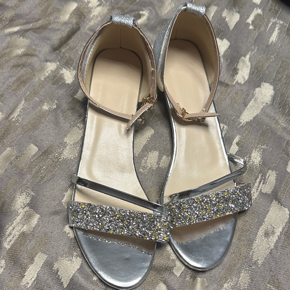 Chunky heeled silver sandals (never worn)